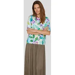 Rabe T-Shirt Floraler Print in Grün für Damen - T-Shirts für Damen mit blumigem Design und tropischem Flair, aus bequemer Baumwoll-Elasthan-Mischung, ideal für den Sommer.