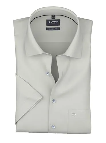 OLYMP Herren Oberhemd Langarm 124912 - Modern Fit in Oliv - Stylisches Herrenoberhemd in Oliv mit Modern Fit und New Kent Kragen. Pflegeleicht und ideal für den Alltag, sorgt für einen eleganten Look bei jedem Anlass.