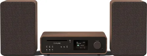 PURE Classic Stereo Coffee Black Walnut - High-End Stereoanlage mit Internet, DAB+ und CD-Player, Bluetooth 5.2 und 2,4-Zoll-TFT-Farbdisplay