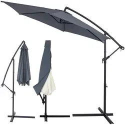 Ampelschirm Ø300cm Anthrazit mit Kurbel und Abdeckung - Sonnenschirm für Balkon, Terrasse & Garten - Flexibler Schatten, wasserabweisende Bespannung und integrierte Kurbel für müheloses Öffnen und Schließen.
