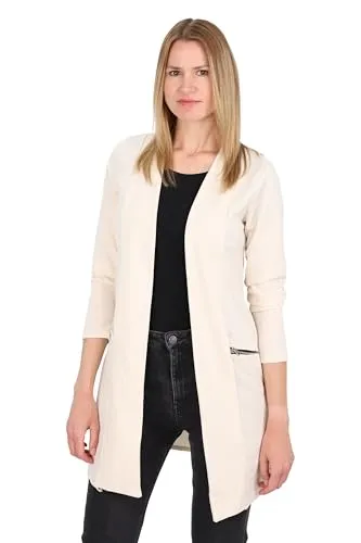 Malito - Damen Langarm Casual Blazer - offener eleganter Stretch-Blazer - weich & figurumspielend - Business Longblazer 6041 - (Creme S)