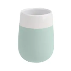 Wenko-Wenselaar GmbH & Co. KG WENKO Malta Zahnputzbecher, Mundpflegebecher aus hochwertiger Keramik, Farbe: mint / weiß 22541100
