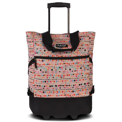 Punta® Einkaufstrolley Apricot/Bunt (33 L) - Einkaufstrolley mit 33 Litern Stauraum, stabil und langlebig, ideal für müheloses Einkaufen und Reisen dank leise laufender Skater-Rollen.