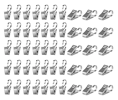 HUAZIZ 100 Stück Vorhang Clips, klemmhaken, Metall Clips Haken, Lichterketten-Aufhänger, Haken für Heimdekoration, Fotos, Kunsthandwerk-Display und Zubehör für Outdoor-Aktivitäten(Silber)