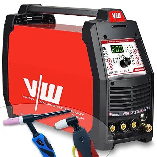 WIG Schweißgerät 200 A - Elektrodenschweißfunktion - Plasmaschneider 50 Amp - Pulsfunktion - Gasvor- & Nachlauf - Stroman- & Abstieg - Inverter - Berlin 2400 - VECTOR WELDING