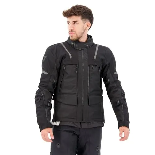 Revit Offtrack 2 H2O Motorrad Textiljacke (Black, L) - Schutzjacke mit weichem Kragenrand und Belüftungseinsätzen, ideal für komfortable Fahrten bei jedem Wetter.