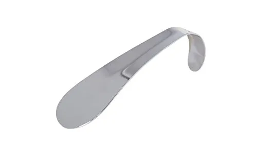 Kaps Hochwertiger Schuhlöffel aus Edelstahl für Männer und Frauen – Schuhanzieher aus Metall, verchromt – mit Haken Griff in 2 Längen (15 cm - 5.90 inch)