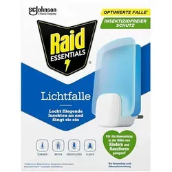 Raid Essentials Lichtfalle, Insektenstecker mit Klebefalle zur Bekämpfung fliegender Insekten wie Motten, Fruchtfliegen, Schnaken und Trauermücken, Starter-Set (Halter + Nachfüller), 1er Pack