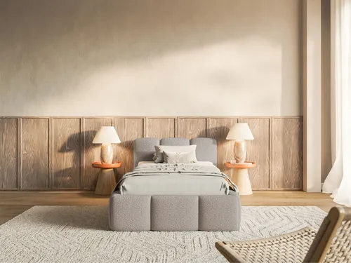 Selsey Kinderbett CLOUDY, 90x200 cm, mit Lattenrost und Bouclé-Polsterung - Das Selsey Kinderbett CLOUDY vereint modernes Design mit optimalem Schlafkomfort. Ideal für stilvolle Schlafzimmer, bietet es eine gemütliche Atmosphäre und eine stabile Bauweise für langanhaltende Nutzung.