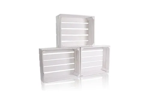 CHICCIE Holzkiste Regale Weiß 50x40x15cm - Kisten Weinkisten (3 St)