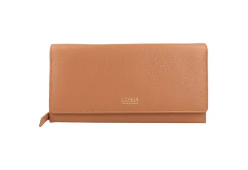 L.CREDI Geldbörse Evelyn - Damen-Geldbörsen aus blauem, fein genarbtem Leder mit RFID-Schutz für maximale Sicherheit Ihrer Karten.