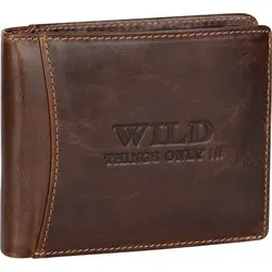 RFID echt Leder Portemonnaie Geldbörse Geldbeutel Herren Querformat Braun (5501) - Braun