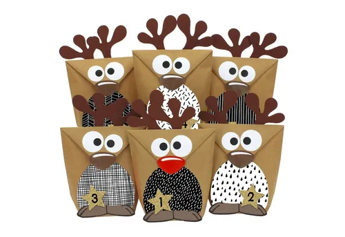 PAPIERDRACHEN Adventskalender Papierdrachen DIY Adventskalender zum Befüllen - Rentiere zum Basteln