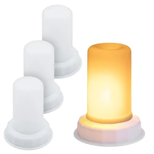 LED Flammenlicht 4er Set - Warm Weiß mit Flacker Effekt - Weihnachtlicher Zierschmuck, 4 LED Flammenlichter mit realistischem Flacker-Effekt und Timer für stimmungsvolle Innenraumdekoration.