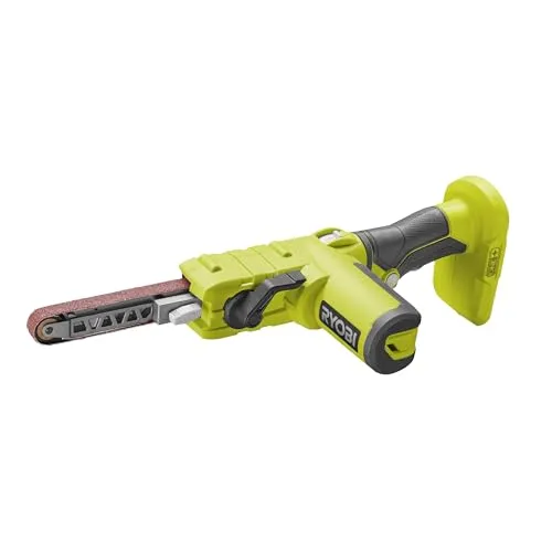 RYOBI 18 V ONE+ Akku-Bandfeile R18PF-0 - Schleifmaschine mit variabler Geschwindigkeitssteuerung bis zu 630 m/min; ideal für flexibles Schleifen in engen Räumen und Teil des 18 V ONE+ Akku-Systems von RYOBI.
