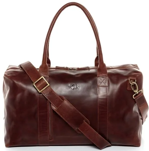 SID & VAIN Reisetasche YALE ZIP Weekender groß Handgepäck aus echtem Leder - Taschen - Handgefertigte XXL Reisetasche aus hochwertigem Leder, ideal für Wochenendausflüge und Sport, mit abnehmbarem Schultergurt für optimalen Tragekomfort.