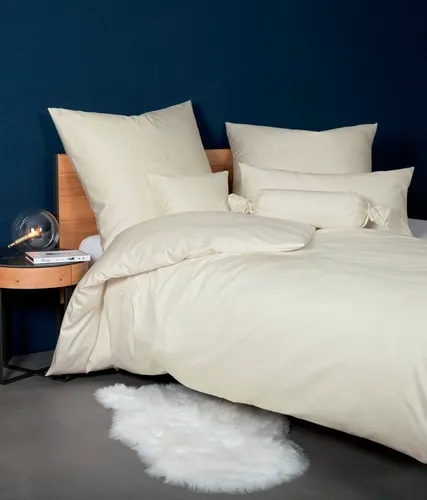 Janine Mako Satin Bettwäsche Uni Colors Ecru 155 x 200 cm - Bettwäsche-Set aus hautsympathischer, 100% Mako-Baumwolle, mit erstklassiger Atelierkonfektion. Pflegeleicht, bügelleicht und für Wasserbetten geeignet – sorgt für perfekten Schlafkomfort.