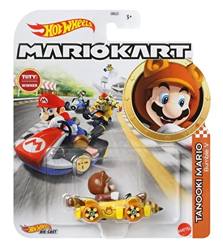 Hot Wheels DieCast TANOOKI Mario Bumble V von Super Mario Kart - Maßstab 1:64 Länge 5 cm
