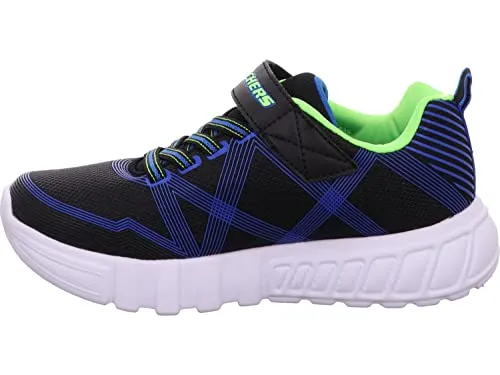 Skechers Jungen Flex-glow Sneaker, Black Textile Synthetic Blue Lime Trim, 29 EU