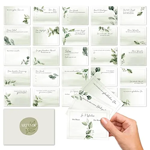 Produktbild BIROYAL 25er Gästebuch Karten Hochzeit mit Fragen | DIN A7 Gästebuchkarten, Wunschkarten Hochzeit zum Ausfüllen | Fragekarten, Hochzeitsspiel, Süßes Hochzeitsgeschenk für alle Paare