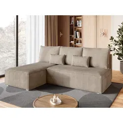 BroMARKT Ecksofa TOP SLIM mit Schlaffunktion und Bettkasten, Beige