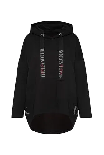 SOCCX Damen Oversized Hoodie mit Logo Print Black, L