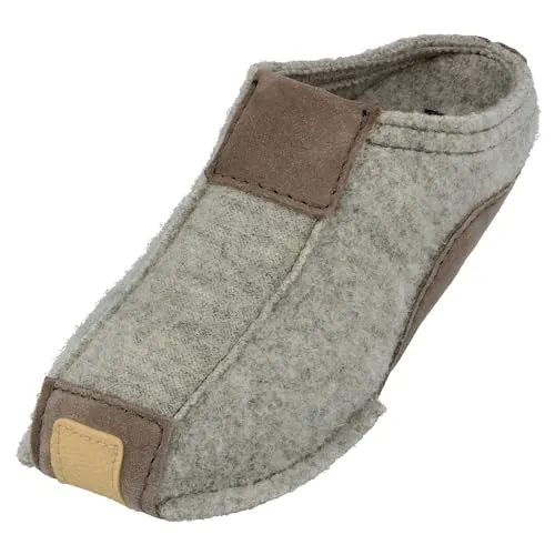 HAFLINGER Pocahontas Pantoffel Hausschuh mit TR-Gummisohle Wechselfussbett unisex (Steingrau 84), Gr. 36
