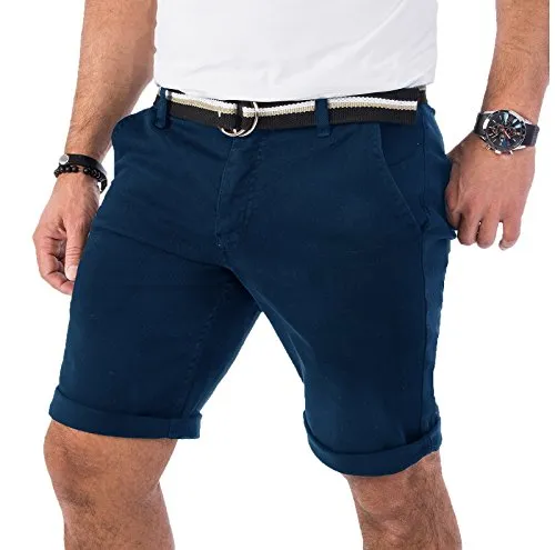 Rock Creek Herren Chino Shorts mit Gürtel - Navy - Herren-Shorts aus hochwertigem Stretchmaterial, inklusive abnehmbarem Gürtel. Ideal für den Sommer, bequem und in Übergrößen erhältlich. Perfekt kombinierbar mit T-Shirts oder Hemden.