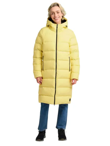 Jack Wolfskin Daunenmantel FROZEN PALACE COAT W RDS – Gelb S (36) - Funktionsjacke mit wasserabweisender und winddichter TEXAPORE-Technologie, ideal für kalte Tage. Hochwertige Daunenfüllung sorgt für optimale Wärme.