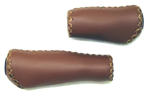 Fahrradgriffe Leder braun lang / kurz ergonomisch geformte Lenker Griffe ()