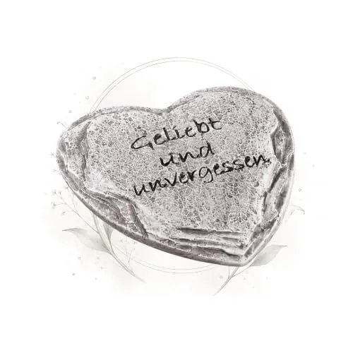 Logbuch-Verlag Trauerherz Geliebt und unvergessen grau Poly Herz mit Spruch Grabherz Grabschmuck Gedenkherz Trauerdeko Beerdigung Grabdekoration ca. 6 cm Trauergeschenk Erinnerung Gedenkstein sortiert