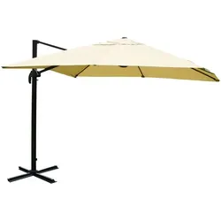Luxus-Gastronomie-Ampelschirm HWC, Aluminium 3x4m creme ohne Ständer