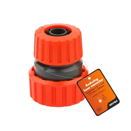Mivos Schlauchverbinder 1/2 Zoll auf 3/4 Zoll - Gartenschlauch Reduktion – Wasser Schlauch Reparatur - Schlauchkupplung 1/2 Zoll (13mm) mal 3/4 Zoll (19mm) - Made in EU