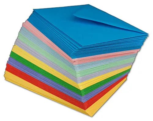 Briefumschläge Bunt Mix DIN C6-100 g/m² Kuvert Ohne Fenster 11,4 x 16,2 cm