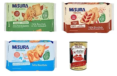 Testpaket Misura Natura Ricca Fibraextra dolcesenza Zwieback 3x 320g + Italian Gourmet polpa 400g
