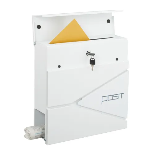 relaxdays Briefkasten mit Zeitungsfach, weiß von Relaxdays