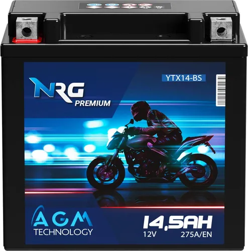 NRG AGM Motorradbatterie YTX14-BS 14,5Ah 12V