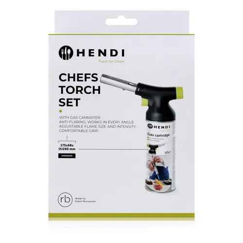 HENDI Crème Brûlée Brenner mit Nachfüllkartusche - Küchengeräte-Zubehör – Ideal zum Flambieren und Karamellisieren, mit ergonomischem Griff und einfacher Flammeneinstellung für kreative Kochkünste.