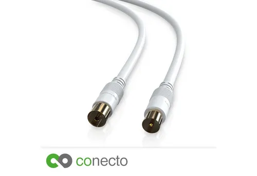 conecto conecto HQ TV Antennenkabel - 4K UHD 1080p FULL HD HDTV 3D - (TV-Steck SAT-Kabel, (200 cm)
