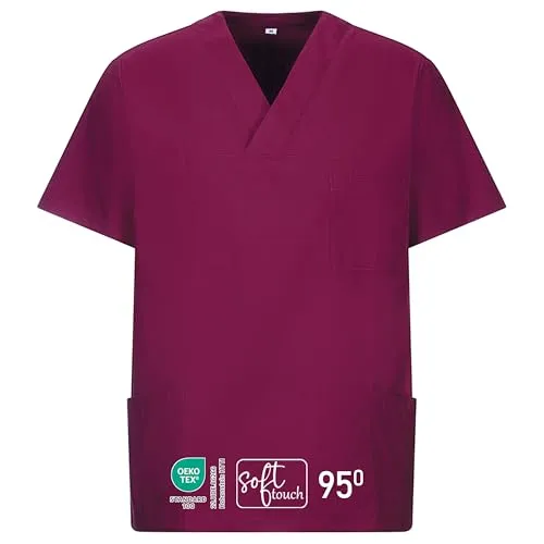 EXNER Medizinischer Schlupf-Kasack, OP-Kasack, Unisex, für Krankenpflege, Altenpflege, Farbe Bordeaux, Größe 2XL