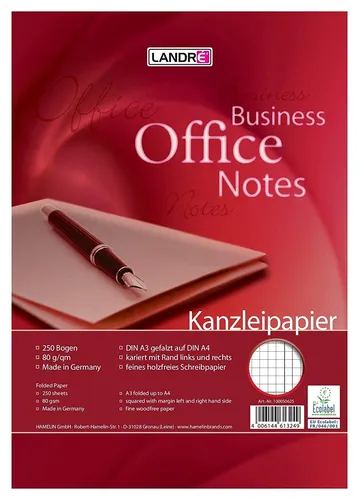 Kanzleipapier Office A3/A4 80 g/qm kariert mit Doppelrand von LANDRÉ