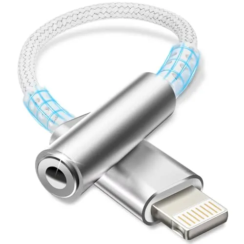 Produktbild Esiposs Lightning auf 3,5 mm Kopfhöreranschluss [MFi Zertifizierung] Lightning auf klinke HiFi Kopfhörer Adapter Audio Adapter Dongle Kompatibel mit i Phone 14/13/12/11/X/8/7/Pad/i-OS, Silber Weiß