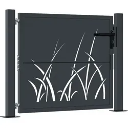 vidaXL Gartentor mit Gras-Design, abschließbar - Flügeltore aus robustem, pulverbeschichtetem Stahl mit elegantem lasergeschnittenem Design und zusätzlicher Sicherheit durch abschließbares System. Ideal für Garten oder Terrasse.