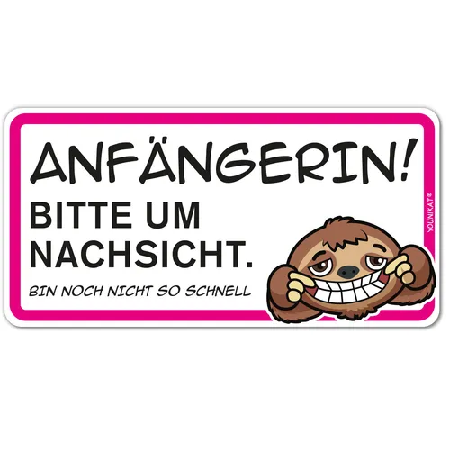 Auto-Aufkleber für Fahr-Anfängerinnen I Faultier I 20 x 10 cm I kfz_695