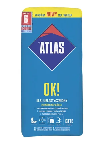 ATLAS OK! – ELASTIFIZIERTER KLEBSTOFF Kleber Fliesenkleber Mörtel 25 kg