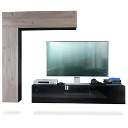 Vladon Wohnwand Taurito, Schwarz matt/Eiche Nordic von Vladon