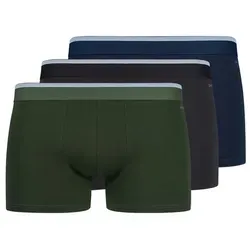 Skiny 3er-Set Boxershorts in Dunkelblau, Schwarz und Grün, Größe M - Boxershorts für Herren, elastischer Bund und gefütterte Vorderseite für höchsten Tragekomfort. Ideal für den Alltag und sportliche Aktivitäten.