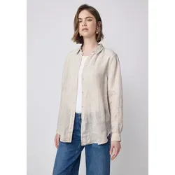 Street One Studio Damen F345407 Gestreifte Leinen-Hemdbluse - Damenbluse aus leichter Leinenqualität mit Hemdkragen und langem Arm, ideal für sommerliche Outfits und ein angenehmes Tragegefühl.