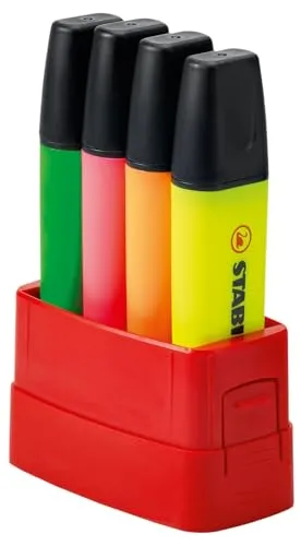 STABILO - Textmarker - BOSS ORIGINAL BOSSparade - 4er Tischset - grün, pink, orange, gelb