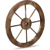 Rustikales Wagenrad aus Holz für Garten Deko - Wetterfestes Speichenrad in Braun, ideal für kreative Gartengestaltung und rustikale Akzente.